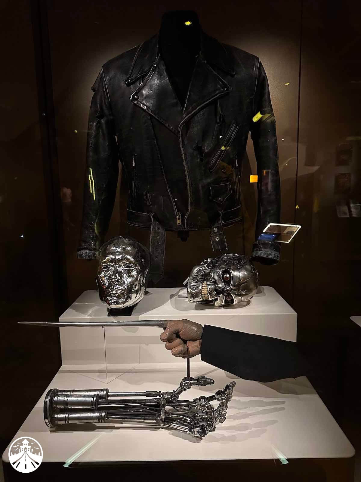 Terminator 2 Jacket Hand and Skull Props Terminator T-800 prop from Terminator 2: Judgment Day (1991) on display at MoPop, Seattle.