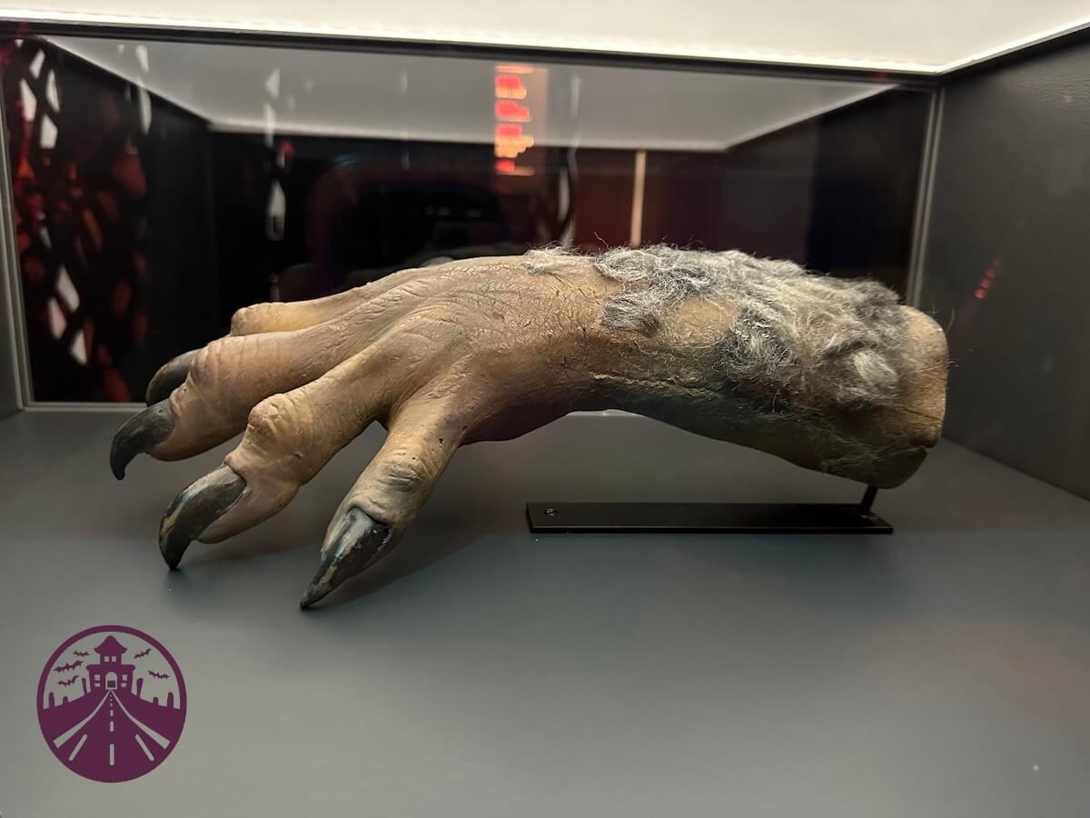 The werewolf hand from The Howling The Howling hand prop at MoPop Museum, Seattle