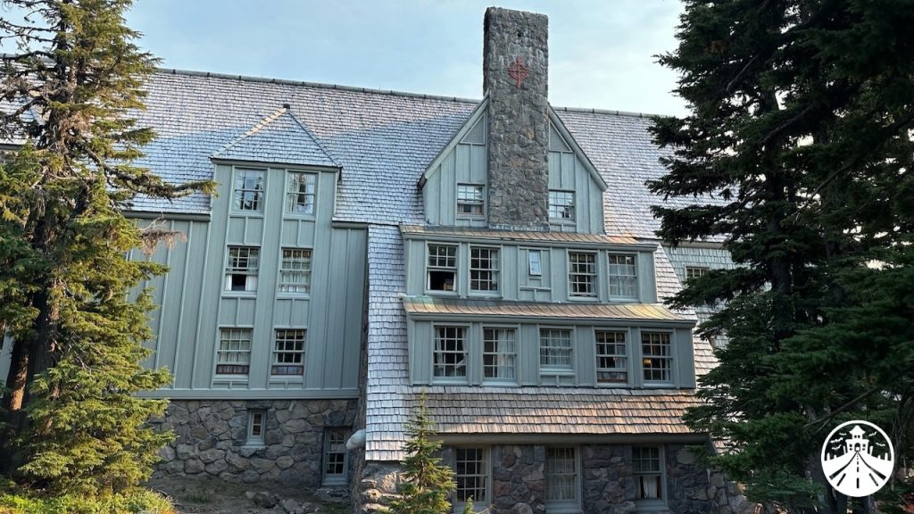 The rear of Timberline Lodge from The Shining