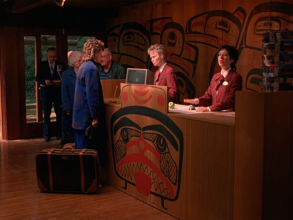 The Great Northern Lodge lobby in the Twin Peaks pilot episode