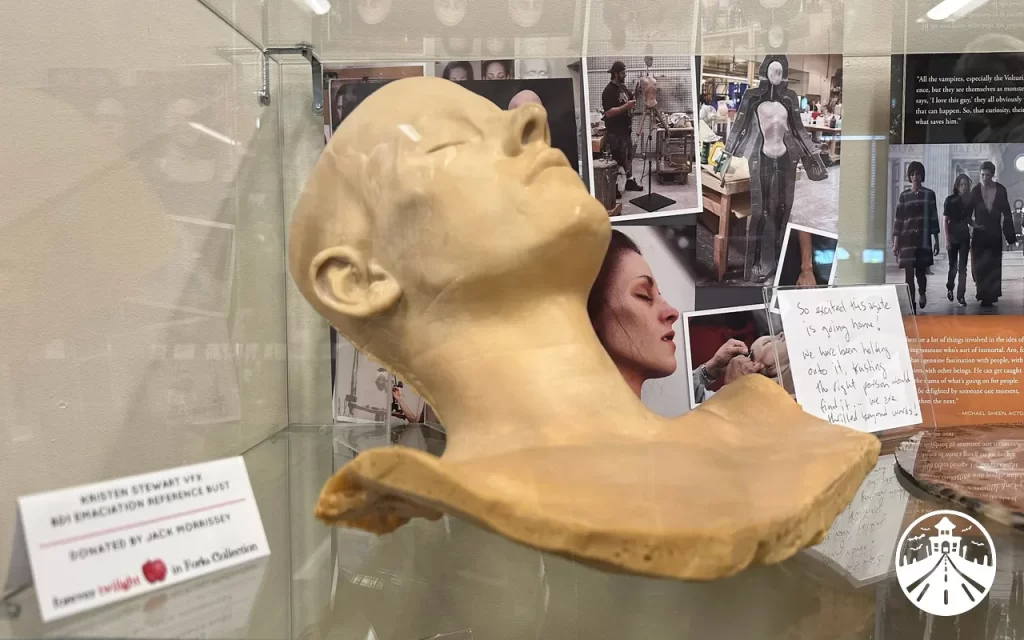 Kristen Stewart’s face mold used for Twilight special effects, displayed at the museum in Forks.