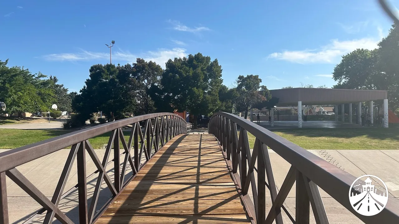 View from the bridge at the skate park filming location in Stranger Things Season 4.