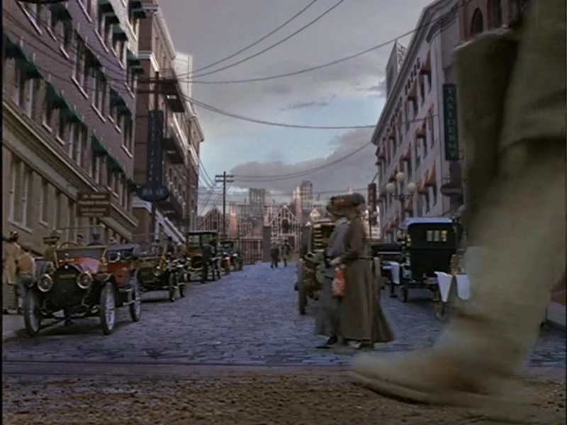 View from Spring Street and 5th Avenue in Seattle, looking uphill toward the spot where Rose Red appears in the historical flashback scene.